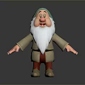 3D Rendered Dwarf Character With Green Hat White Beard And Brown Clothing