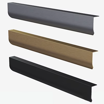 Stylish Modern Door Handles In Black Gold And Silver Metal Finishes For Home 3d model