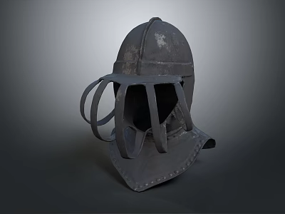 Medieval Knight Warrior Using Metal Helmet With Visor And Vintage Armor Design 3d model