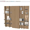 Modern Wooden Bookshelf With Books Decorative Items And Dried Plant Vase