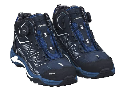 POKETON Blue And Black Outdoor Hiking Shoes With Mesh Upper And Non Slip Sole 3d model