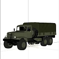 Green Military Utility Truck With Canvas Covered Cargo Bed And Large Wheels