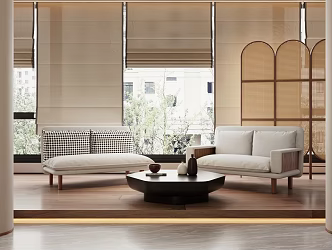 Modern sofa and coffee table combination medieval home 3d model
