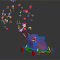Red Sleigh Shaped Play Equipment With Colorful Gift Boxes And Festive Wheels