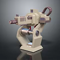 Mechanical Weapon 3D Model with Cannon Barrel and Stable Metallic Stand 3d model
