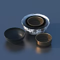 Modern Dinnerware Set With Black Matte Bowl White Patterned Bowl And Gold Small Bowl