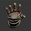 Robot Character With Bionic Mechanical Arm Featuring Red Silver Joints And Finger Structure