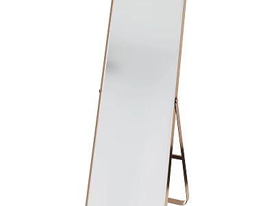 Modern Full Length Floor Mirror With Gold Metal Stand And Minimalist Design 3d model