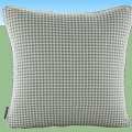 Decorative Square Pillow With Blue Green Checkered Fabric For Home Living