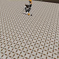 Brown And White Geometric Pattern Floor Tiles In Modern Space 3d model