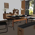 Modern Middle Ancient Style Restaurant Dining Table Dining Chair Sideboard Accessories Combination 3d model