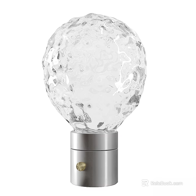 Modern Table Lamp With Transparent Textured Spherical Shade And Silver Metal Base 3d model 