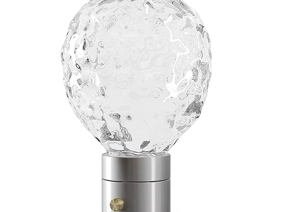 Modern Table Lamp With Transparent Textured Spherical Shade And Silver Metal Base 3d model