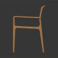 Modern Leisure Chair With Wooden Frame Woven Rattan Backrest And Striped Cushion