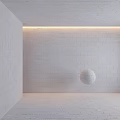 White Brick Wall Interior With Floating White Sphere And Horizontal Light Strip 3d model