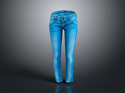 Stylish Slim Fit Blue Jeans With Classic Pockets And Denim Fabric 3d model