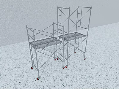 Portable Metal Scaffolding With Lockable Wheels For Construction And Renovation Work 3d model