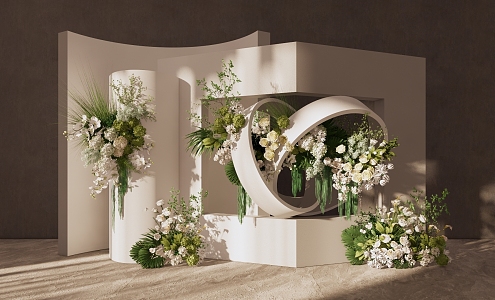 Modern Beauty White and Green Wedding 3d model