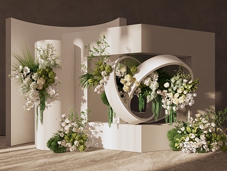 Modern Beauty White and Green Wedding 3d model