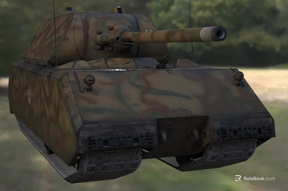 Military Camouflage Tank With Long Gun Barrel Heavy Tracks And Outdoor Setting 3d model 