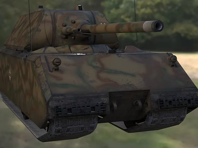 Military Camouflage Tank With Long Gun Barrel Heavy Tracks And Outdoor Setting 3d model