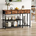 Stylish Storage Shelf With Wooden Top Drawers Metal Frame Books Basket And Vase