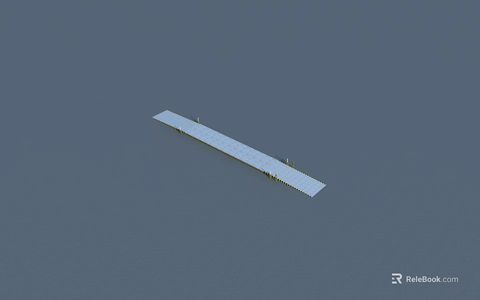 Concrete Road Infrastructure Long Outdoor Pedestrian Walkway With Support Pillars 3d model 