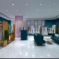 Modern Fashionable Clothing Store Interior With Mannequins Apparel Displays And Decorative Plants