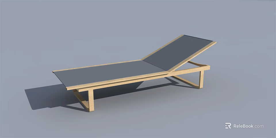 Modern Lounge Chair With Wooden Frame And Gray Seat Surface Design 3d model 