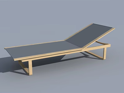 Modern Lounge Chair With Wooden Frame And Gray Seat Surface Design 3d model