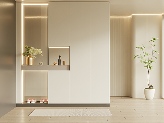 Modern Shoe Cabinet Cream Shoe Cabinet Partition Wardrobe 3d model