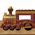 Vintage Cartoon Style Toy Train With Red Gold Yellow Accents And White Dots