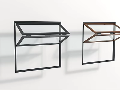 Modern Casement Windows With Black And Brown Frames And Glass Panels 3d model