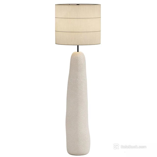 Modern Sculptural Floor Lamp With Beige Linen Shade And Organic Base Design 3d model 