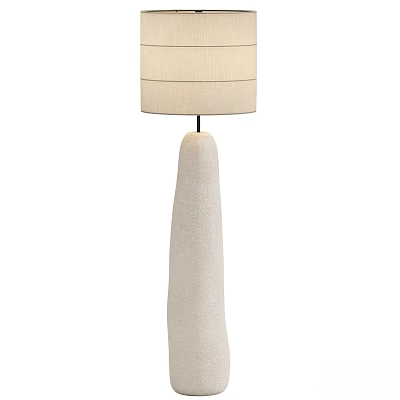 Modern Sculptural Floor Lamp With Beige Linen Shade And Organic Base Design 3d model