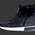 Stylish Deep Blue High Top Shoes With Zipper Design And White Sole