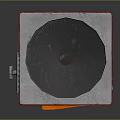 Black Square Base Industrial Equipment With Orange Glowing Element And Conical Top