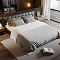 Double bedside table chandelier carpet pillow ornaments 3d model