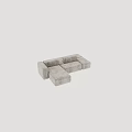 Gray Sectional Sofa with Woven Texture and Modular Design for Living Room