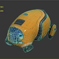 Small Orange Futuristic Robot With Blue Transparent Cockpit And Glowing Lights