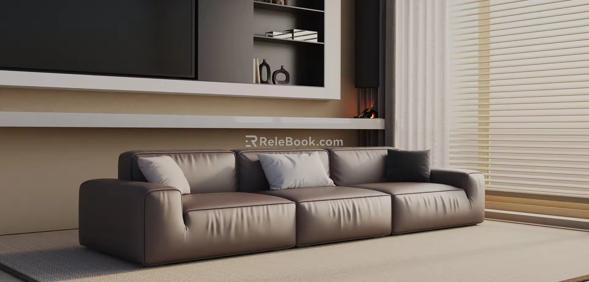 Modern three-seat sofa 3d model