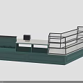 Food Display Cabinet With Green Body Glass Shelves And Countertop