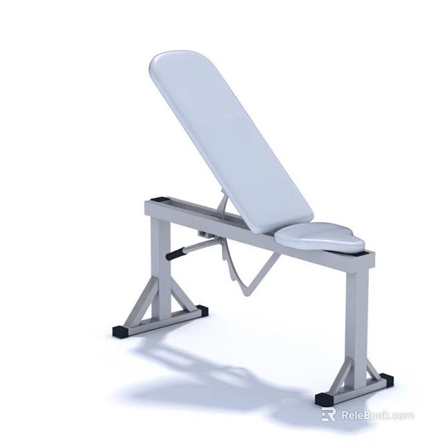 Adjustable Fitness Training Bench With Stable Metal Frame And White Cushion 3d model 