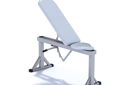 Adjustable Fitness Training Bench With Stable Metal Frame And White Cushion 3d model