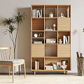 Nordic Bookshelf Solid Wood Bookshelf 3d model