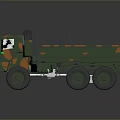 Green Camouflage Military Truck With Open Cargo Bed Metal Rack And Spare Tire
