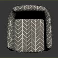 Modern Upholstered Office Chair With Armrest White Gray Geometric Pattern And Metal Caster Base