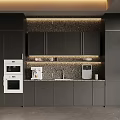 Modern Dark Wine Cabinet With Glass Doors And Under Cabinet Lighting In Kitchen Setting