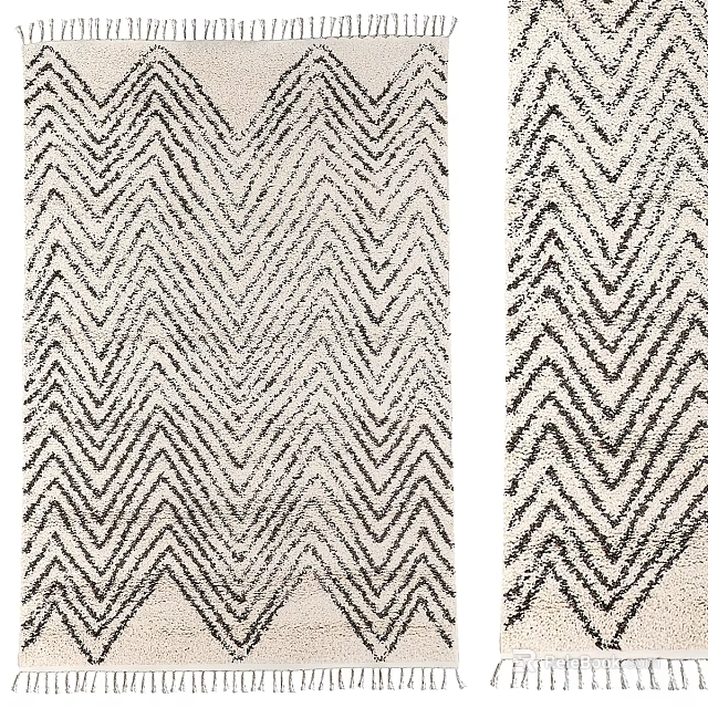 Stylish Square Carpet With Black and White Chevron Pattern For Living Room Decor 3d model 