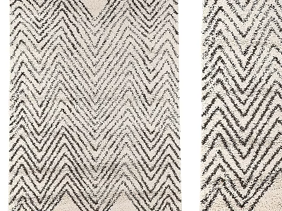Stylish Square Carpet With Black and White Chevron Pattern For Living Room Decor 3d model